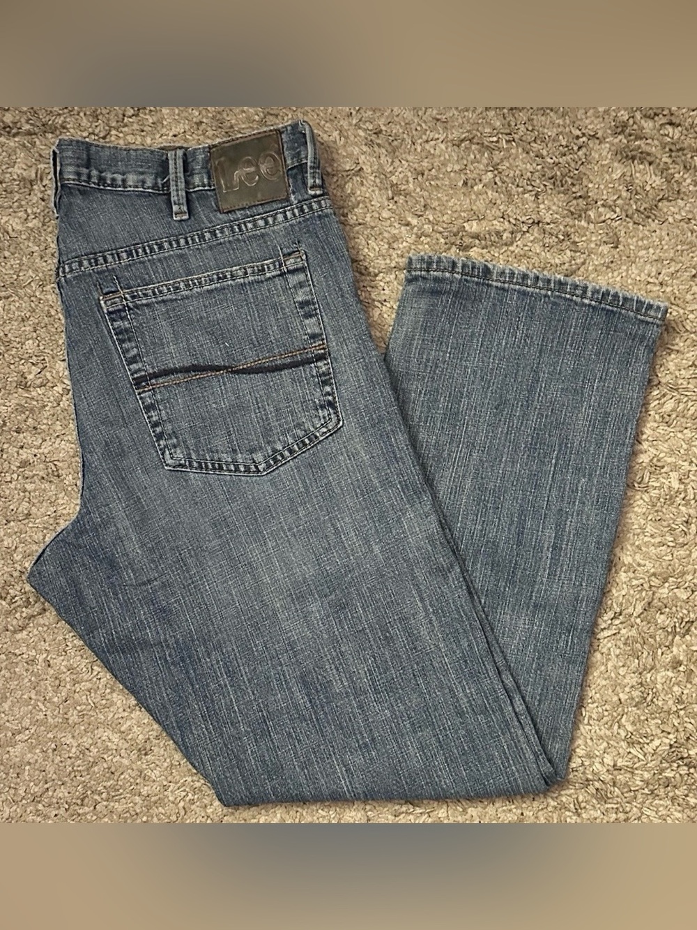 Lee Men’s Size 36x30 Blue 5-Pocket Slim Fit Straight Leg Denim Jeans Jordan